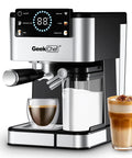 Home Barista Espresso Machine With 20 Bar Pressure And Integrated Milk Frother For Silky Cappuccino brewed espresso and frothed milk