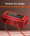 Premium Copper Bus Bar Power Distribution Block 300 Amp 4 M8 Studs 48V DC Max Red, modular design for convenient wiring.