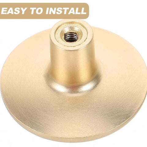 Close-up of Gold Brushed Zinc Alloy Wardrobe Door Handle With Single Hole Cabinet Pull showing installation