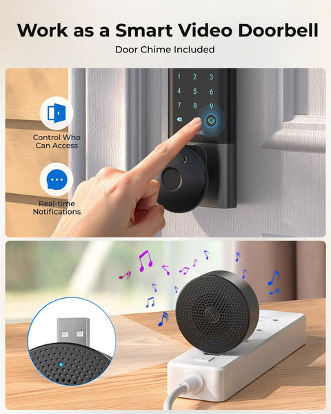 Heavy Duty Fingerprint Smart Door Lock With Built In Wifi Camera No Sweat Keyless Entry Deadbolt Auto Lock Night Vision Two Way Audio Front Door Security System