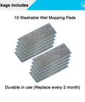 10 Pack Washable Wet Mopping Pads For iRobot Braava Jet M6 showing stack of gray reusable pads with blue edges