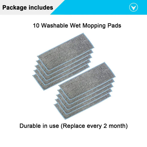 10 Pack Washable Wet Mopping Pads For iRobot Braava Jet M6 showing stack of gray reusable pads with blue edges