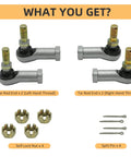 Honda Tie Rod End Kit For FourTrax Rancher Rubicon Rincon Foreman And TRX ATV Models 200 250 300 350 400 420 450 500 520 650 680 FL400 Replacement Steering Linkage, 4 ends, hardware