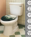 Toilet Seat Round Resin for Bathroom, ergonomic design, green nature print, fits standard toilets, easy to install.