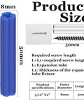 Go To Hardware Package With Two Hundred Expanding Plastic Screw Anchors For Concrete And Drywall Installations Lock Tight Heavy Duty Grip Fits Standard Wall Screws Easy Setup In Blue, 8mm x 50mm expansion tube.
