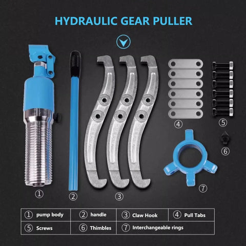 15 Ton Hydraulic Bearing Puller Kit With 2 Jaw And 3 Jaw Configurations For Gear Extraction And Hub Separation Good For Brake Drum And Pulley Removal Handling 33000 LB Capacity Makes Auto Repair Simpler For Mechanics And DIY Fans Handling Flexibility, 45# carbon steel hydraulic gear puller kit