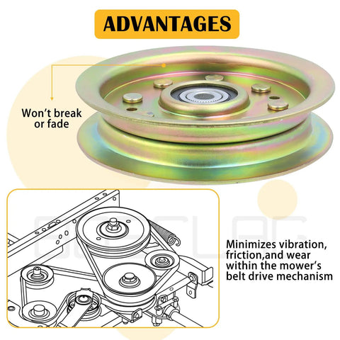 Heavy Duty Deck Drive Pulley Replacement For Cub Cadet Z Force 44 To 60 Inch Mowers Straight Swap 01004101 showing smooth spin and steel construction.