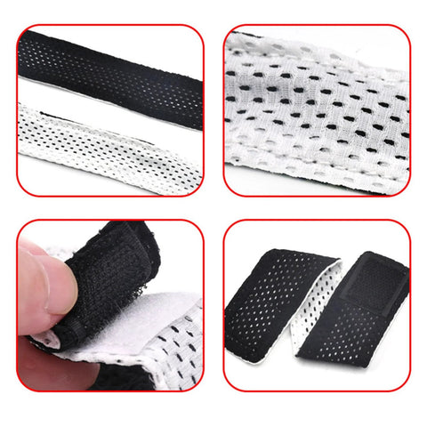 Close-up of black and white Jersey Sleeve Bands With Hook And Loop Fasteners Sleeve Straps For Shirts To Keep Sleeves In Place During Sports Activities
