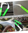 Two Piece Steel Garden Scythe Set For Weeding And Lawn Care Ergonomic Labor Saving Outdoor Tool with green handles