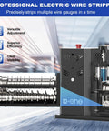 Automatic Wire Stripper Machine For Copper Wire 0.06-1.6 Inch, 700W High Speed Electric Stripper shown with feed channels and blades.