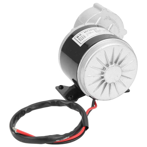350W 12V DC Brushed Motor with 9T Gear Reduction for DIY Electric Bicycle and Scooter, aluminum alloy, 3000 RPM, side view