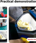 Professional Grade Dental Lab Dust Collector Box With Bright LED Viewing Window And Slick Dual Filter System For Precision Sandblasting demonstration