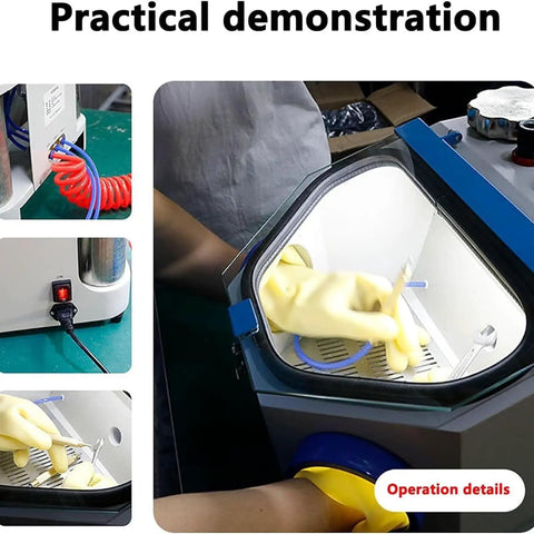 Professional Grade Dental Lab Dust Collector Box With Bright LED Viewing Window And Slick Dual Filter System For Precision Sandblasting demonstration
