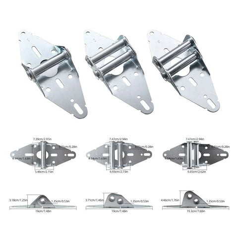 Garage Door Hinge And Roller Tune Up Kit For 8x7 Doors Built To Last Steel Hinges With Zinc Finish display and measurements
