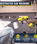Wreck The Grime On Your Ride Or Yard With This Cordless Portable Pressure Washer showcasing handheld use on car.