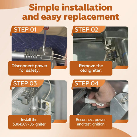 Guide for installing Gas Range Oven Igniter Replacement 5304509706 316489402 316119301 316489408 4545981 AP6230715 PS12071409