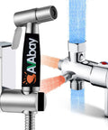 Hot And Cold Bidet Sprayer With Thermal Grip for Toilet Use showing dual spray modes and installation setup