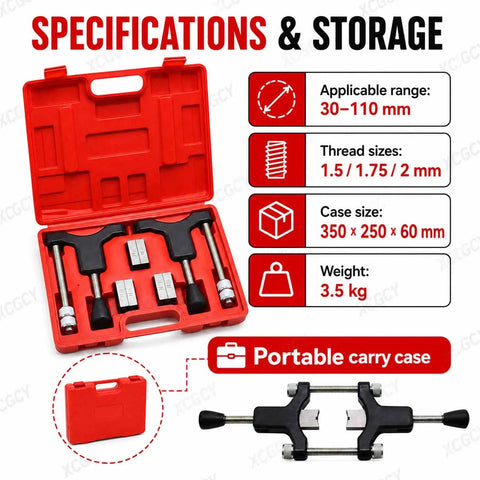 Top Notch GCYXUC Half Shaft Sleeve Thread Corrector Repair Kit in red case, 30-110 mm, metric inserts, clamp design