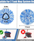 4 Pack Spin Mop Replacement Heads For RinseClean 2 Tank Spin Mop System Premium Grime Busting Microfiber For Deep Cleaning Strong Absorption Works On Wood And Tile Floors Machine Washable Easy To Replace, 4.3in head