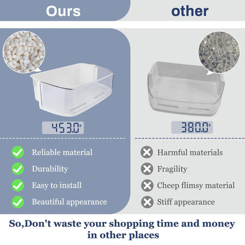 Comparison of Door Shelf Bin Replacement For LG And Kenmore Refrigerators White Food Grade Plastic 12.5x7.37x3.75 vs competitor