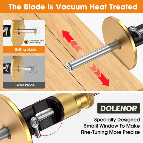 Dead Nuts Accurate Adjustable Wheel Marking Gauge For Woodworking Smooth Operator Scribe Tool Solid Brass Build with rolling and fixed blades.