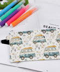 Slim Canvas Coin Purse And Card Holder For RV Lovers And Camp Buddies Zippered Wallet with van design on magazines