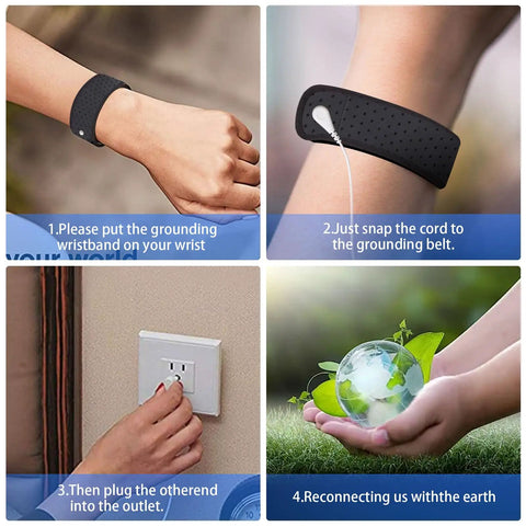 Instructions for using the Grounding Mat Kit For Sleep, Energy And Balance With Earth Connection Therapy and wrist strap