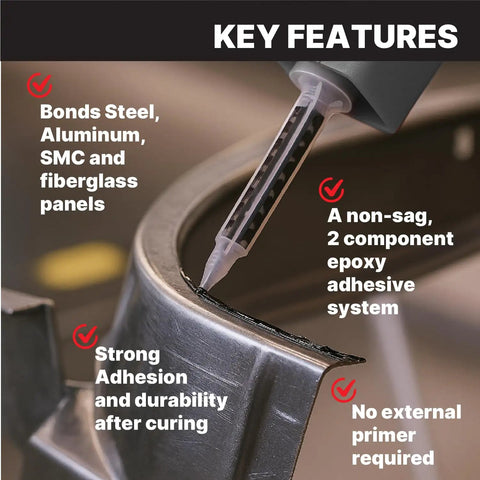 All Purpose Panel Adhesive For Metal And Fiberglass Two Part Epoxy Non Sagging High Strength Bond For Automotive Panels application