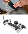 Precision Sharpener Angle Adjuster With Clamp For Custom Woodworking, Door Frame Crafts, And Cabinet Decorations To Perfectly Grind Any Cutter Size Fast in use with sparks flying during sharpening.