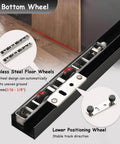 Hidden Sliding Mirror Closet Door Track Kit For Narrow Openings showing stainless steel wheels and positioning mechanism