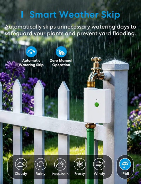 Smart WiFi Hose Timer For Garden Irrigation With Brass Inlet And Outlet, Works With HomeKit, Alexa And Google Assistant.