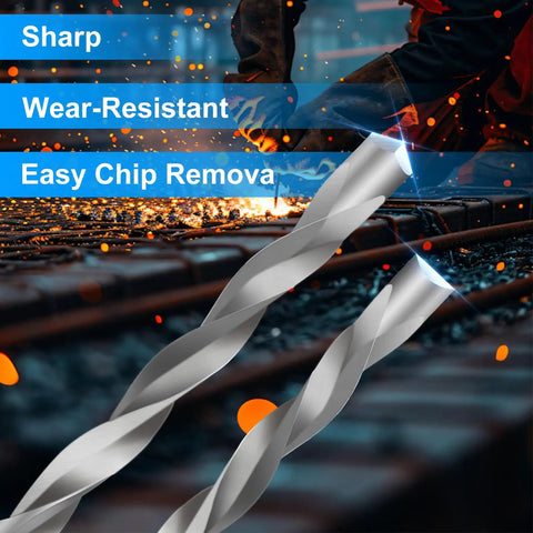 Heavy Duty Drill Bit Set For Drywall And Wood M2 High Speed Steel Guide Point Bits Silver Finish close-up