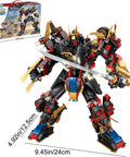 12 In 1 Transforming Mecha Robot Building Set For Adults And Kids displayed as a tall red and black mech warrior with sword.