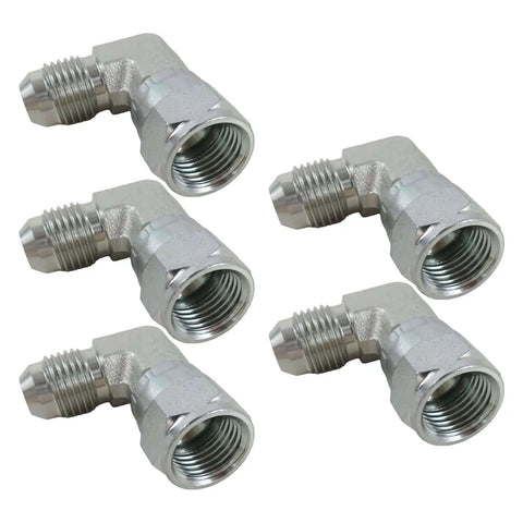 Top Tier 5PC 3/8 Inch Hydraulic Swivel Elbow Fitting Kit With Stainless Steel Corrosion Proof JIC Male Female Connectors For Heavy Duty Pipe Systems And Industrial Machinery Repairs That Hit Hard, five elbow fittings