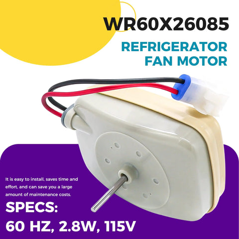 WR60X26085 Refrigerator Evaporator Fan Motor Replacement For Common Refrigerators Fits GTH21GBEABB 60 Hz 2.8W 115V