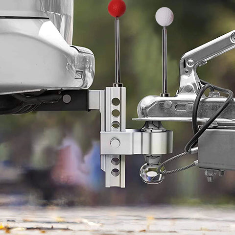 Two Pack Tall Adjustable Magnetic Trailer Alignment Kit With Extendable Poles for Boat Trailers, RVs shown in use.