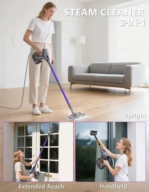 Heavy Duty Steam Mop Cleaner Chemical Free Floor Sanitizer For Hardwood Tile Laminate And Windows featuring upright and handheld modes.