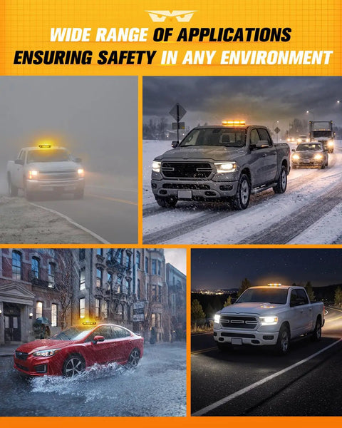 Heavy Duty 56 Led Amber White Rooftop Beacon Strobe Light Bar For Trucks And Work Vehicles Pro Grade Warning Flasher Lamp For Snowplows Job Sites Farms Slick Compact Build For Top Shelf Visibility