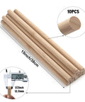 Premium Smooth Bamboo Wood Dowel Rods For Crafting, 1/2 X 15 Inch showing ten unfinished bamboo sticks.