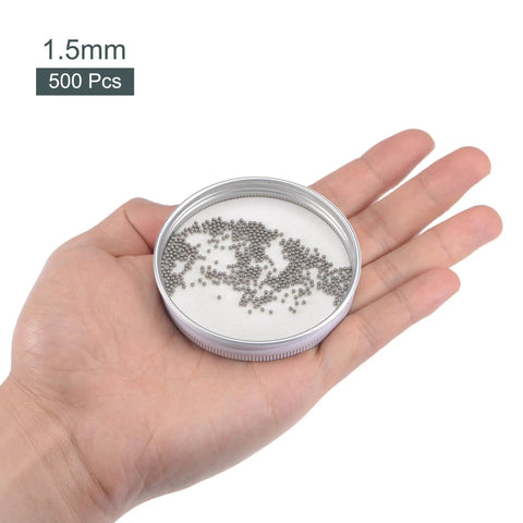 Two Size Set 1mm And 1.5mm Precision Pro Grade Stainless Steel Bearing Balls G25, 304 Stainless, 1000 Pieces 500 Each Size, Corrosion Resistant, Heat Resistant, Ideal For Precision Machinery, DIY Projects, Industrial Equipment, 1.5mm 500 pcs in hand