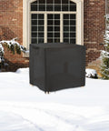Raised Garden Bed Winter Cover For Waterproof Elevated Wood Planter Box Stand With Drawstring Design in snowy backyard