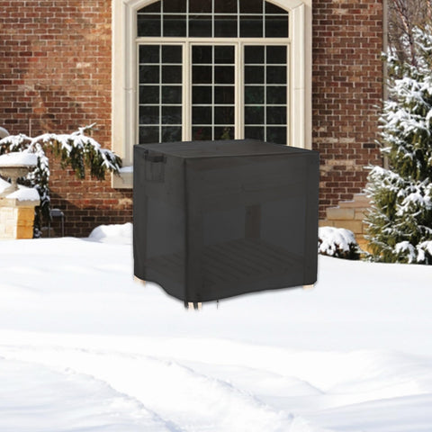 Raised Garden Bed Winter Cover For Waterproof Elevated Wood Planter Box Stand With Drawstring Design in snowy backyard
