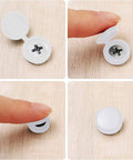 100 Pieces Large White Hinged Screw Cover Caps Set Plastic Shutter Fold Snap Covers With Integrated Washers detail view