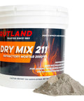 Container of Dry Mix 211 Refractory Mortar For Masonry Repairs Up To 2550 Fahrenheit Heat Safe Cement with dry mortar sample.