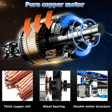 Heavy Duty Electric Strapping Machine Handheld Banding Tool For Pet Strap With Rechargeable Lithium Battery showing pure copper motor parts and structure.