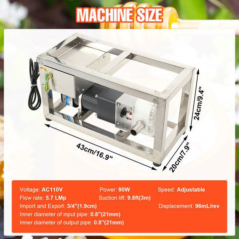 Premium 10L Min Honey Transfer Pump In Stainless Steel For Viscous Liquids Like Paste And Peanut Butter. Powerful 90W Food Gear Pump With Ac110V Electric Motor For Smooth And Clean Oil Or Juice Dispensing Fast