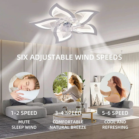 Dope Modern Ceiling Fan With Lights Remote Control 50W 3 Color Temperatures 6 Speeds 27 Inch in stylish living room