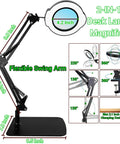 15X Magnifying Glass With Light And Stand For Crafting, Reading, And Repair Tasks, 5 Color Modes And 10 Brightness Levels, 2 In 1 Desk Lamp With Clamp, Hands Free LED Magnifier For Fine Detail Work features shown