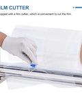 Table Stretch Film Dispenser In Stainless Steel Adjustable 20 To 80 Cm Width One Hand Cutter for Quick Time Saving Cuts