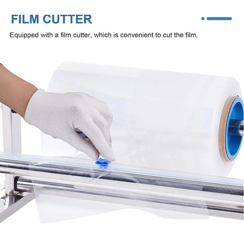 Table Stretch Film Dispenser In Stainless Steel Adjustable 20 To 80 Cm Width One Hand Cutter for Quick Time Saving Cuts